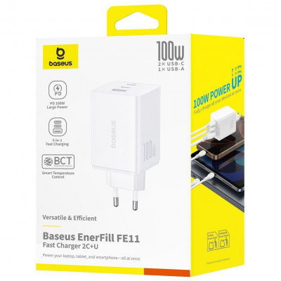 МЗП Baseus EnerFill FE11 Fast Charger 100W  ( 2Type-C+USB ) — Придбати в Україні