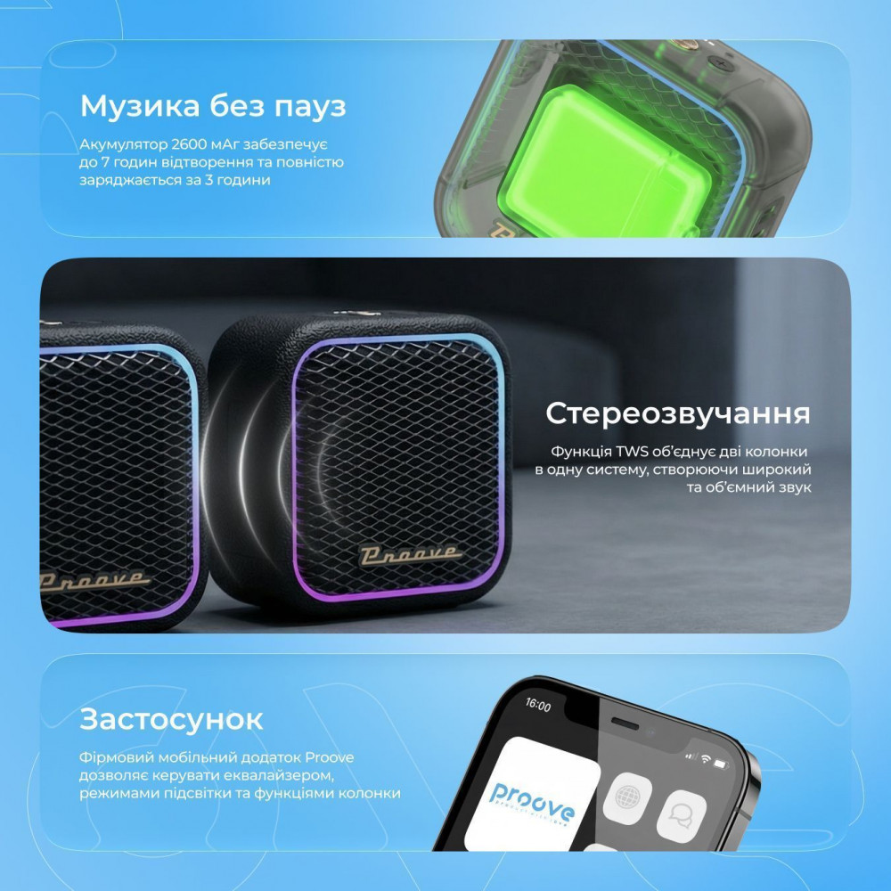 Портативная Акустика Proove Funk 15W (APP) black (PSFN1501AP01) Черный на картинке №17