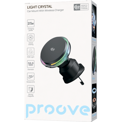 Купить Автодержатель с Беспроводной Зарядкой Proove Light Crystal Qi2.2 25W 66567 - Ncase