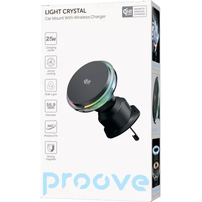 Автомобільний тримач з Бездротовим ЗП Proove Light Crystal Qi2.2 25W — Придбати в Україні
