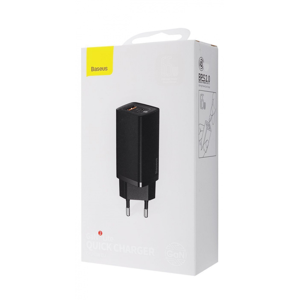 МЗП Baseus GaN2 Lite Quick Charger 65W (1 Type-C + 1 USB) — Придбати в Україні - фото 1