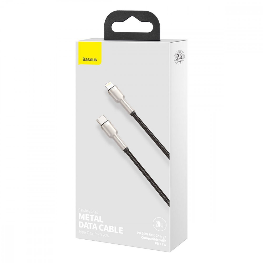 Кабель Baseus Cafule Metal Type-C to Lightning PD 20W (0.25m) black