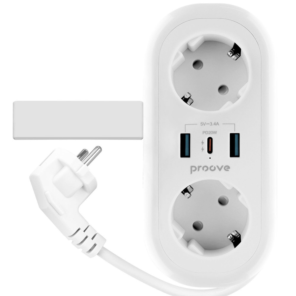 Сетевой фильтр Proove Supercoil 20W (2xAC + Type-C + 2xSB) 1.5m - фото 3