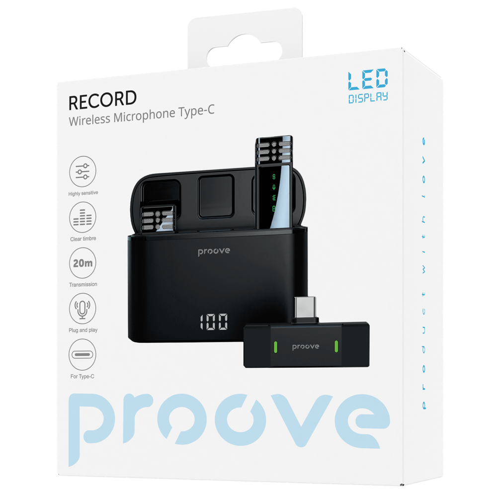 Бездротовий петличний мікрофон Proove Record Type-C + Lightning — Придбати в Україні - фото 1
