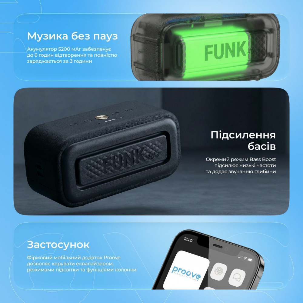 Портативная Акустика Proove Funk 40W (APP) black (PSFN4001AP01) Черный на картинке №19
