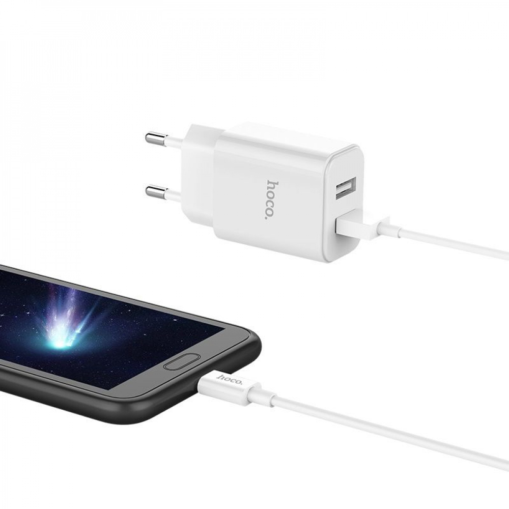 СЗУ Hoco C62A Charger + Cable (Micro) 2.1A 2USB - фото 3