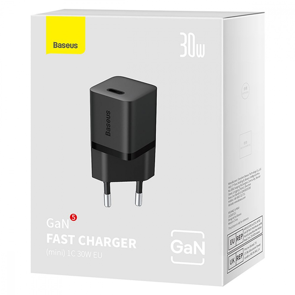 СЗУ Baseus GaN5 Mini Fast Charger  Type-C 30W (With Cable Type-C  to Type-C 100W 1m) - фото 5