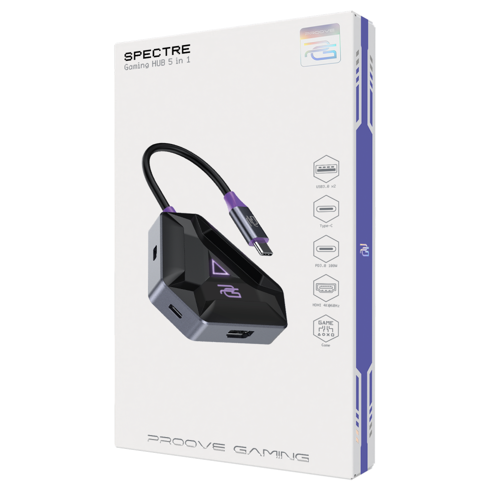 Type-C-Хаб Proove Gaming Spectre (2*USB3.0 + Type-C + PD100W + HDMI) - фото 1
