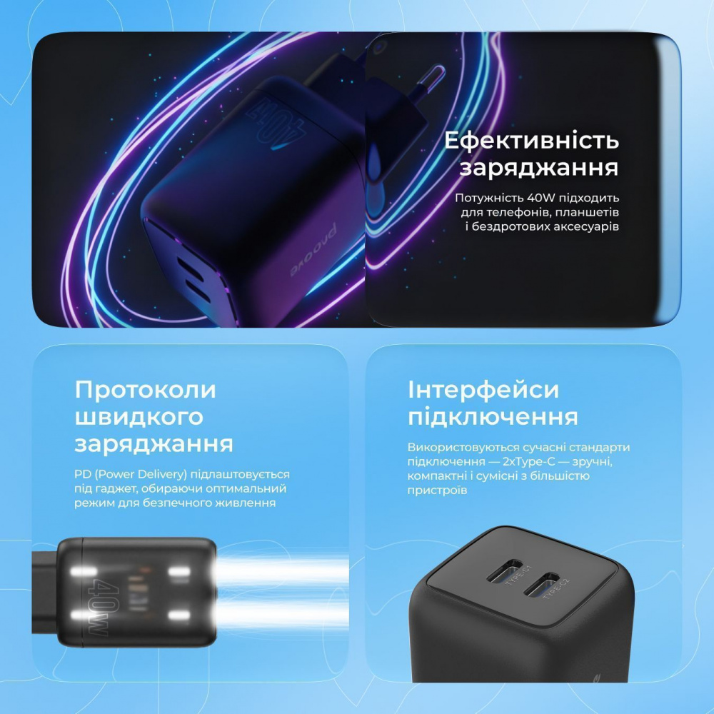 МЗП Proove Silicone Power 40W (Type-C + Type-C) — Придбати в Україні - фото 9