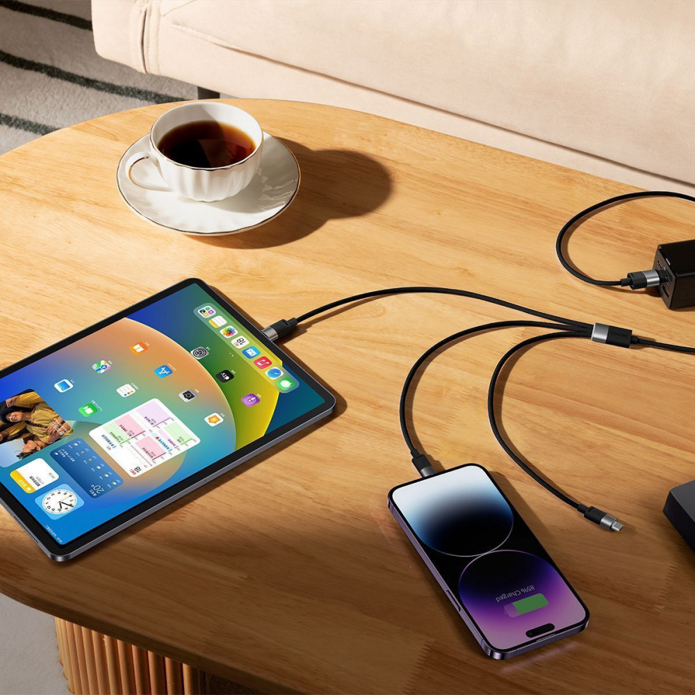 Кабель Baseus StarSpeed 1-for-3 Fast Charging (Micro USB+Lightning+Type-C) 3.5A 1.2m — Придбати в Україні - фото 6