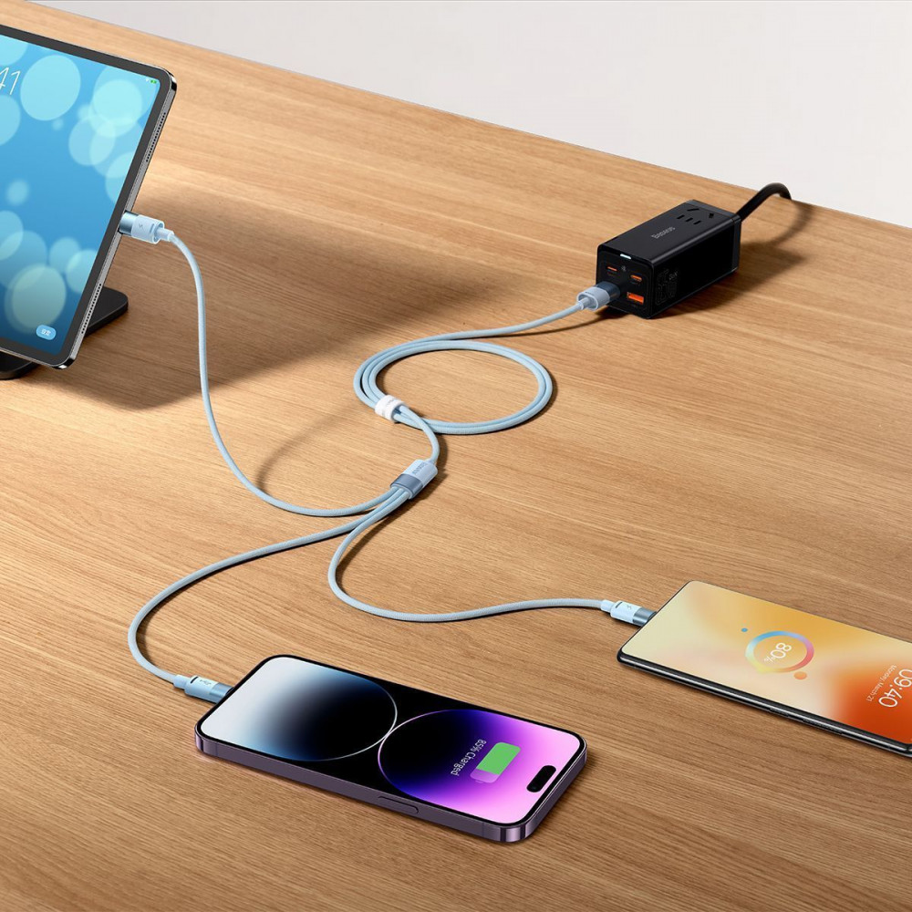 Кабель Baseus StarSpeed 1-for-3 Fast Charging (Micro USB+Lightning+Type-C) 3.5A 1.2m — Придбати в Україні - фото 7