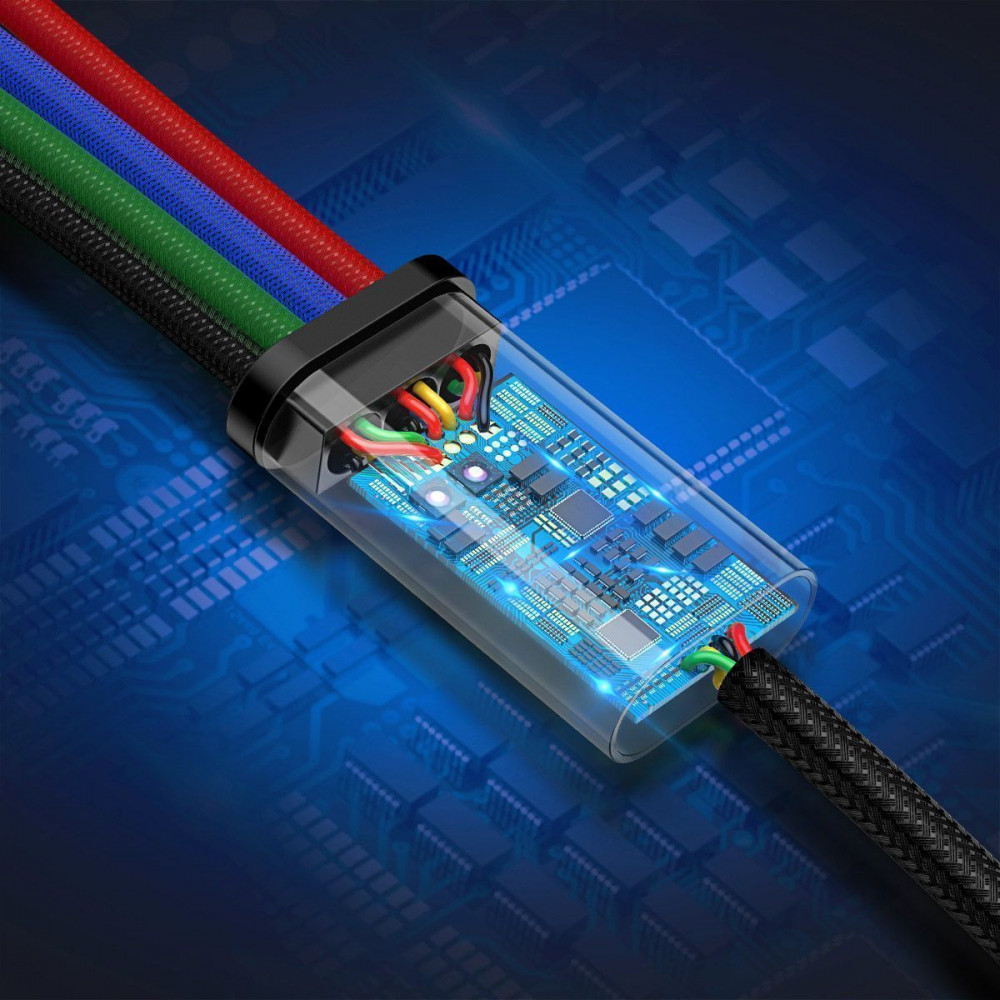 Кабель Baseus Fast 4-in-1 Cable (iP(2)+Type-C+Micro USB) 3.5A (1.2m) — Придбати в Україні - фото 2