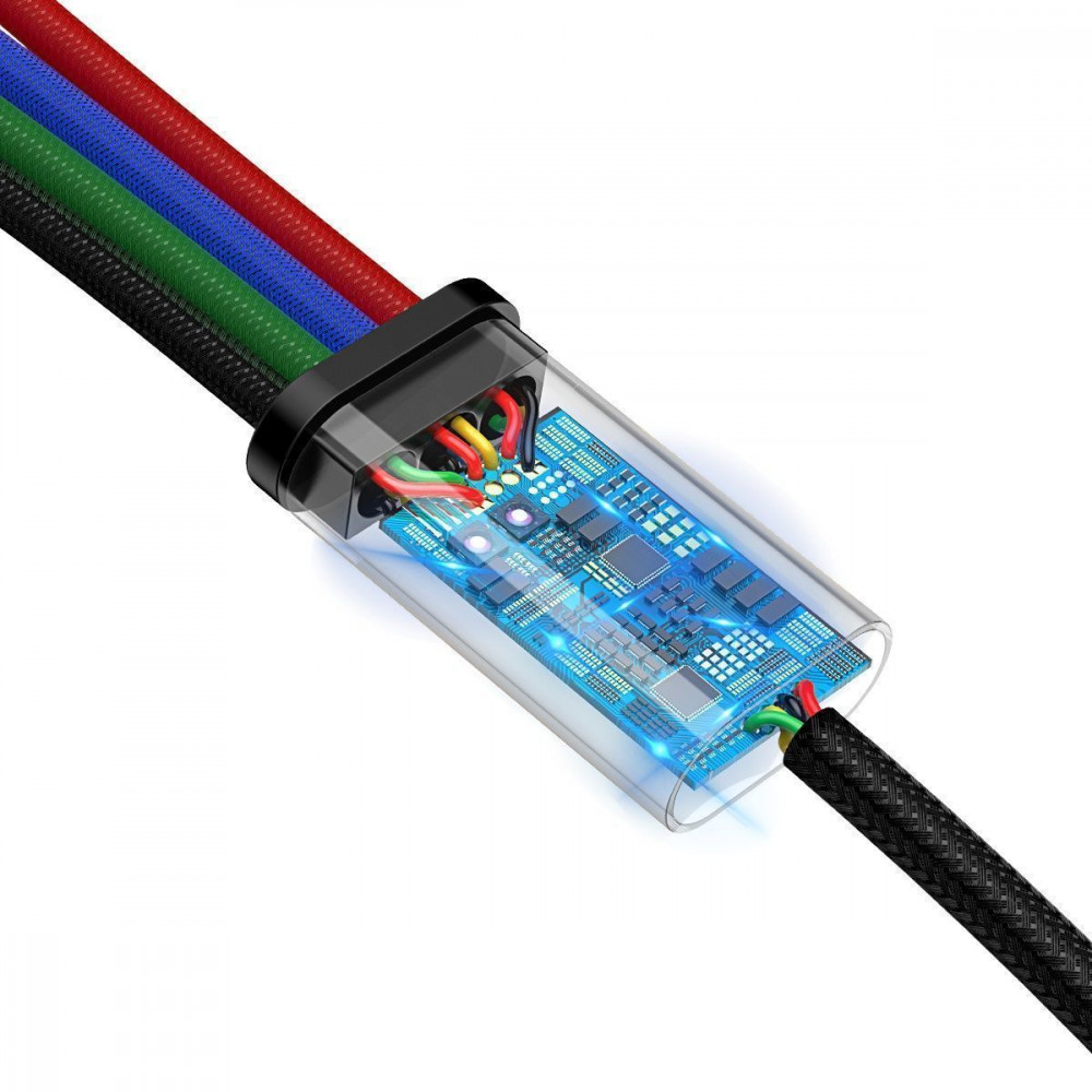 Кабель Baseus Fast 4-in-1 Cable (iP(2)+Type-C+Micro USB) 3.5A (1.2m) black (CA1T4-A01) Черный на картинке №8