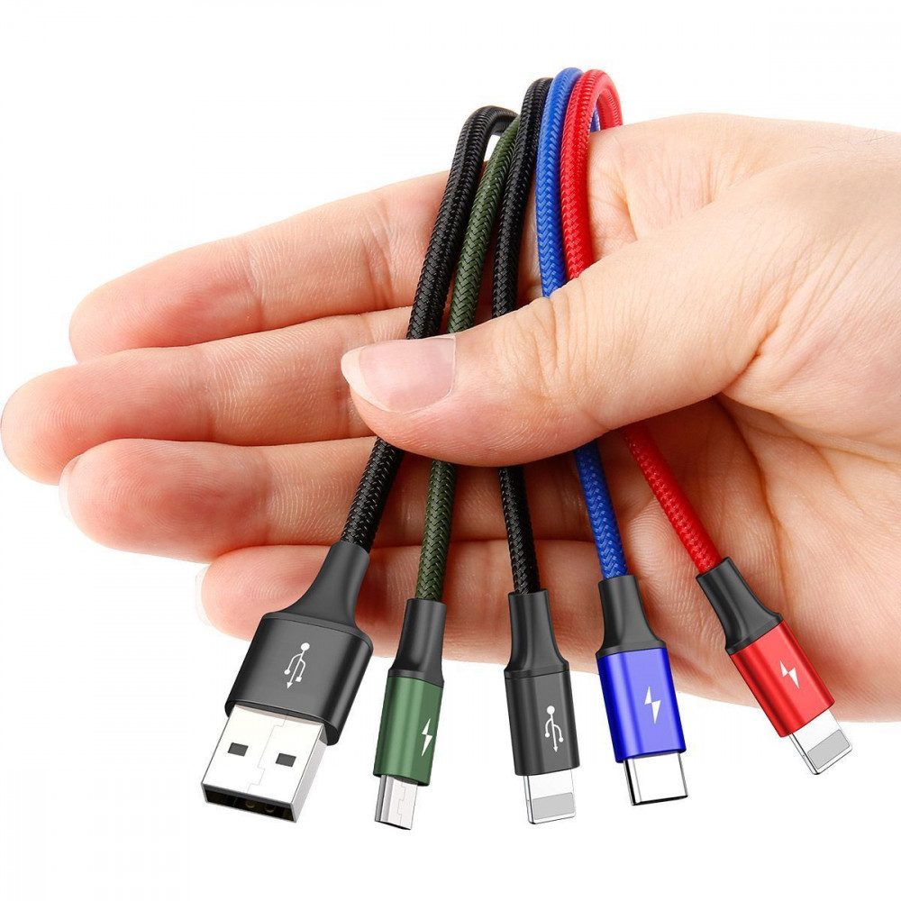 Кабель Baseus Fast 4-in-1 Cable (iP(2)+Type-C+Micro USB) 3.5A (1.2m) black (CA1T4-A01) Черный на картинке №9