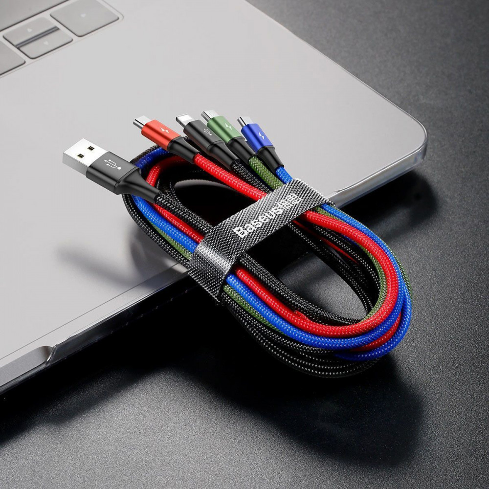 Кабель Baseus Fast 4-in-1 Cable (iP(2)+Type-C+Micro USB) 3.5A (1.2m) — Придбати в Україні - фото 10
