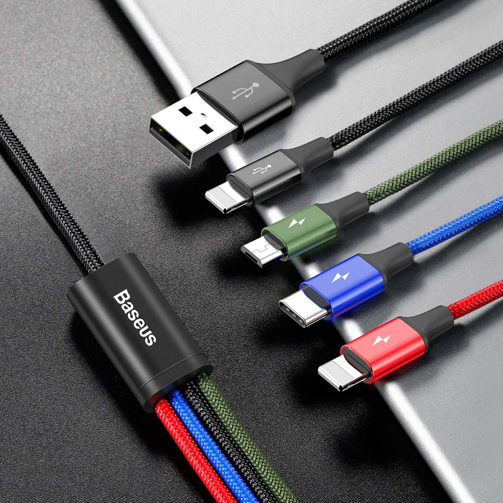 Кабель Baseus Fast 4-in-1 Cable (iP(2)+Type-C+Micro USB) 3.5A (1.2m) — Придбати в Україні - фото 11