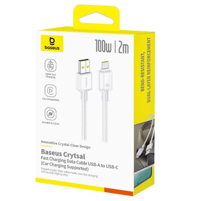 Кабель Baseus Crystal Fast Charging Data USB to Type-C (Car Charging Supported) 100W/7.5W (2m) — Придбати в Україні