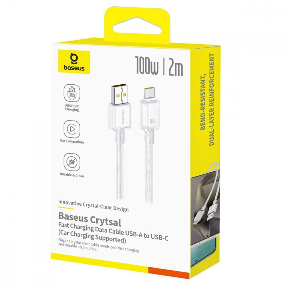 Кабель Baseus Crystal Fast Charging Data USB to Type-C (Car Charging Supported) 100W/7.5W (2m) — Придбати в Україні - фото 1