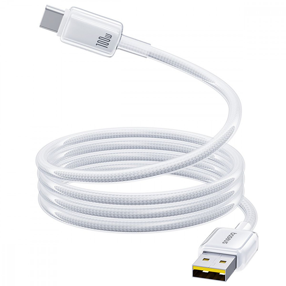 Кабель Baseus Crystal Fast Charging Data USB to Type-C (Car Charging Supported) 100W/7.5W (2m) white (E0427901) Білий на малюнкі №3