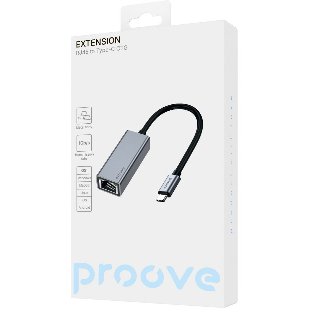 Перехідник OTG Proove Extension RJ 45 to Type-C — Придбати в Україні - фото 1