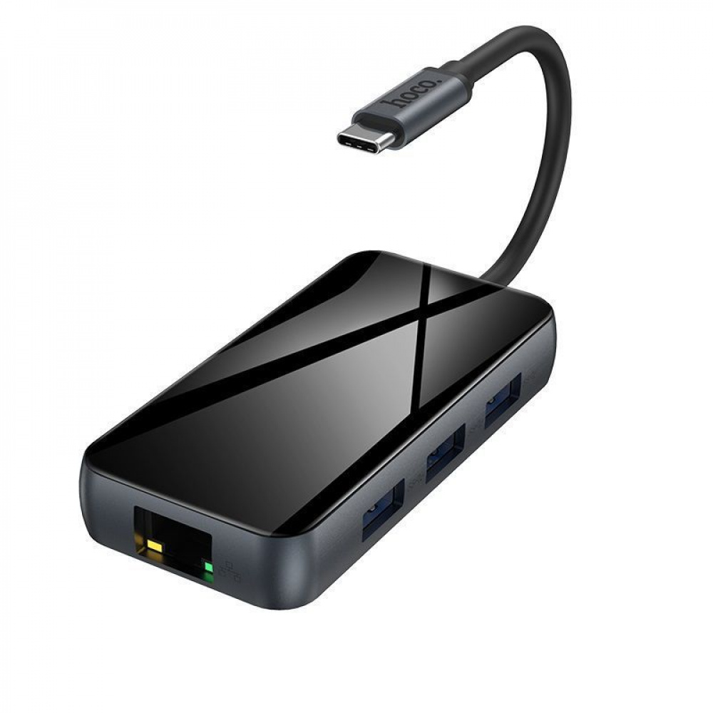 USB-Хаб Hoco HB16 Easy Expand (Type-C to USB3.0*3+HDMI+PD+RJ45) - фото 7