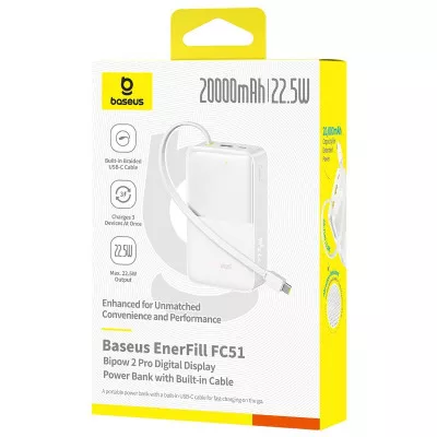 Портативна Батарея Baseus EnerFill Bipow2 Pro 22.5W 20000mAh — Придбати в Україні