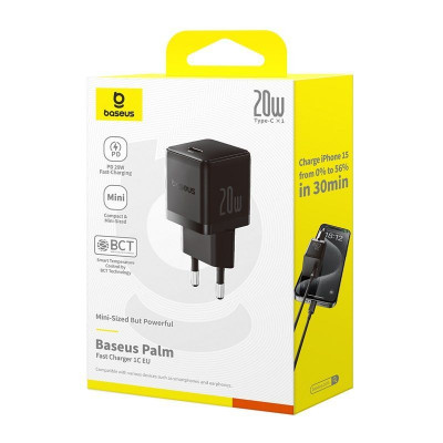 МЗП Baseus Palm Fast Charger 20W (Type-C) + Кабель Type-C to Lightning 20W (1m) — Придбати в Україні