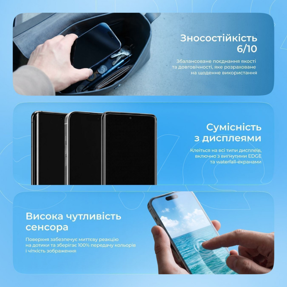 Защитная гидрогелевая пленка Proove Hydrogel Screen Protection BASIC Clear - фото 4