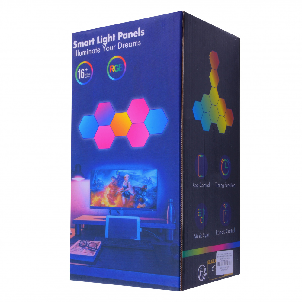 RGB Набор Smart настенных светильников 6pcs (Bluetooth APP, Remote Control, Music Rhythm) - фото 1