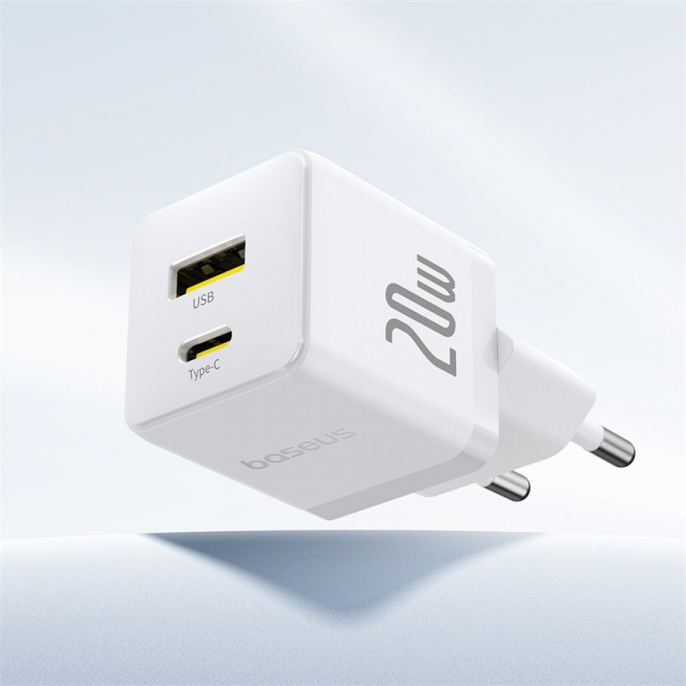 СЗУ Baseus Palm Fast Charger Type-C+USB 20W (With Cable Type-C to Type-C 60W 1m) - фото 17