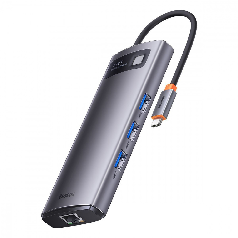 USB-Хаб Baseus Metal Gleam Series 7-in-1 (Type-C to HDMI*2+USB3.0*3+PD+RJ45) - фото 8