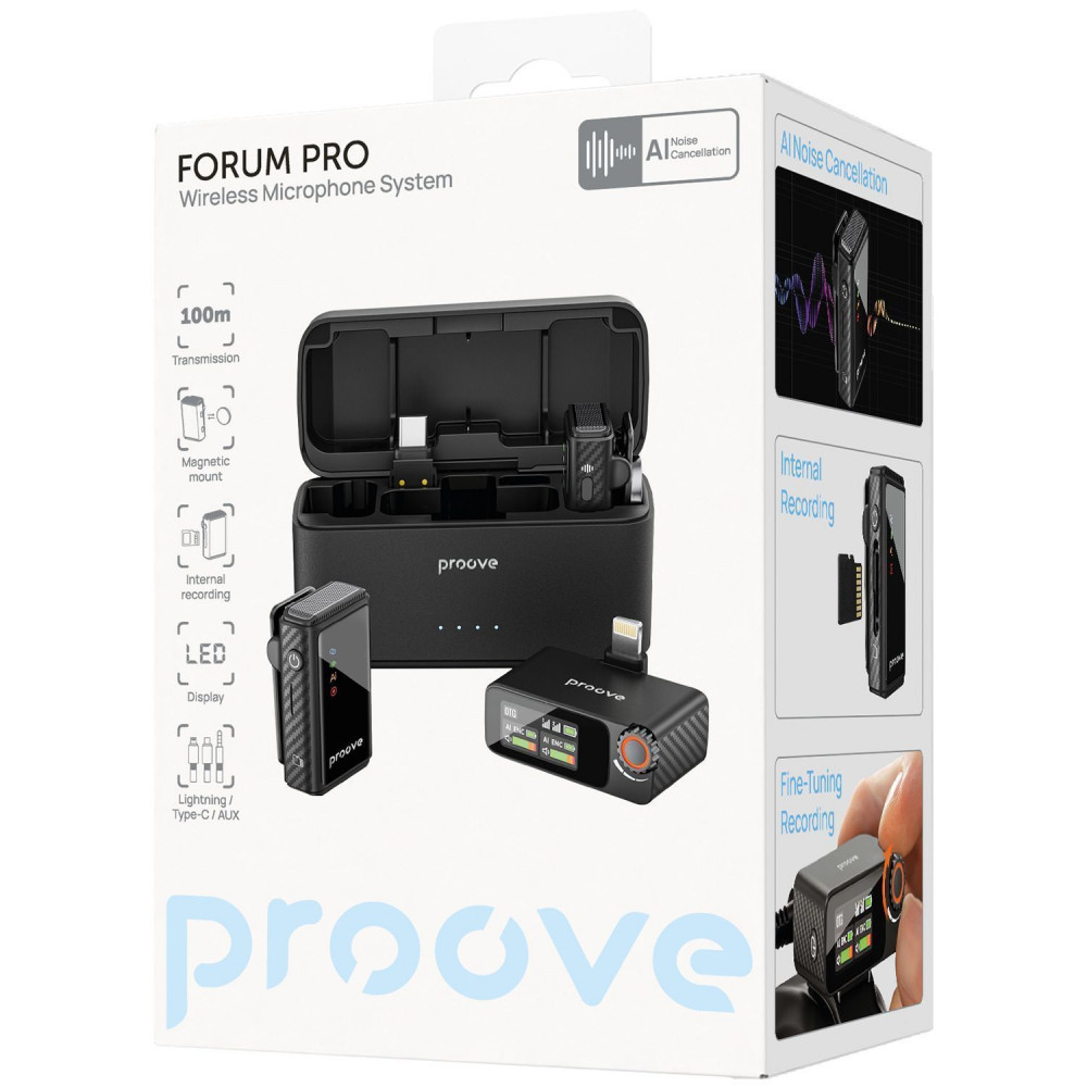 Бездротовий петличний мікрофон Proove Forum Pro black (PFWM00000201) Чорний на малюнкі №2