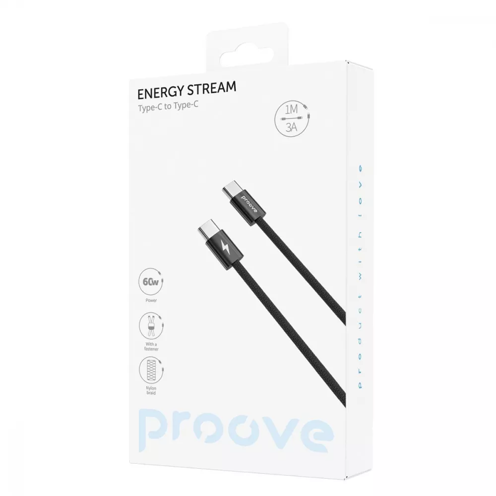 Кабель Proove Energy Stream Type-C to Type-C 60W (1m) - фото 1
