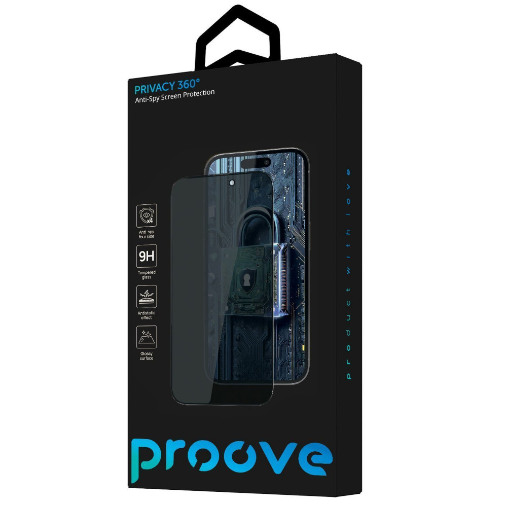 Защитное стекло Proove Privacy 360 iPhone 17 Pro Max black (PGP360I17PM1) Черный на картинке №2