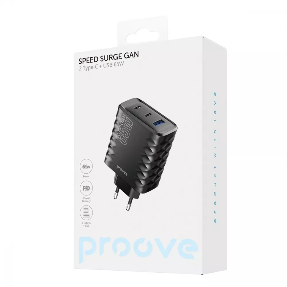 МЗП Proove Speed Surge Gan 65W (USB + 2 Type-C) — Придбати в Україні - фото 1