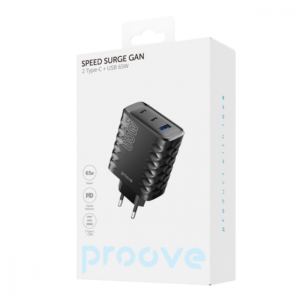 СЗУ Proove Speed Surge Gan 65W (USB + 2 Type-C) - фото 1