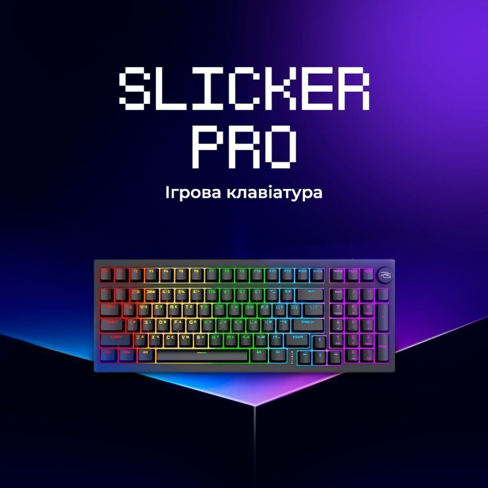 Беспроводная клавиатура Proove Gaming Slicker Pro (Ukraine Layout) white/purple (WKSLP0022417) Белый/фиолетовый на картинке №3
