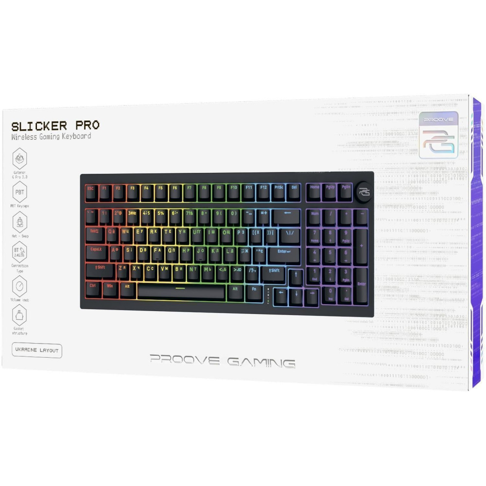 Беспроводная клавиатура Proove Gaming Slicker Pro (Ukraine Layout) white/purple (WKSLP0022417) Белый/фиолетовый на картинке №2
