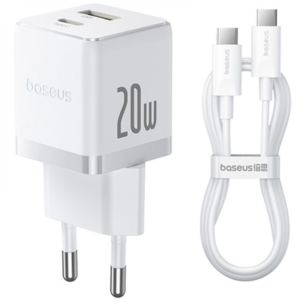 СЗУ Baseus Palm Fast Charger Type-C+USB 20W (With Cable Type-C to Type-C 60W 1m) - фото 19