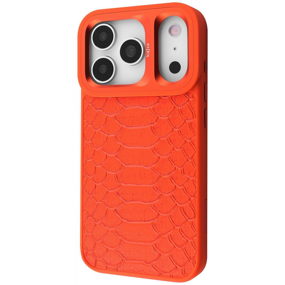 Чехол Kajsa Snake Pattern with Magnetic Ring iPhone 17 Pro Max orange на картинке №1