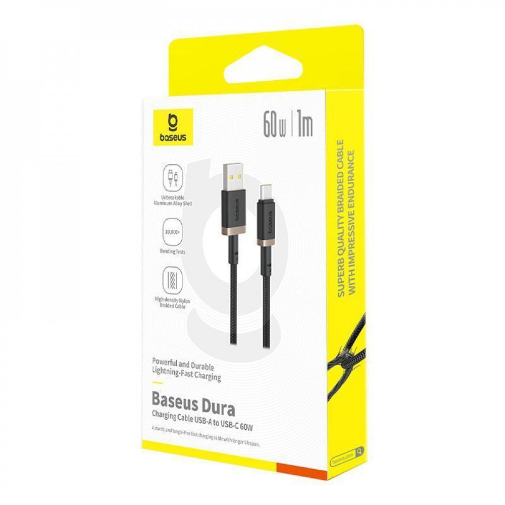 Кабель Baseus Dura Series Fast Charging Type-C 60W (2m) gold/black (P10377802U01-02) Золотий/чорний на малюнкі №2