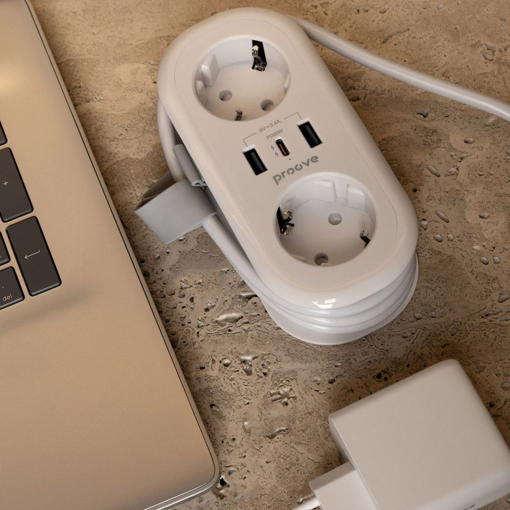 Сетевой фильтр Proove Supercoil 20W (2xAC + Type-C + 2xSB) 1.5m - фото 9