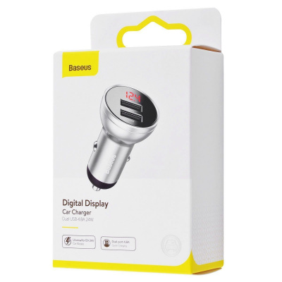 АЗП Baseus Digital Display Dual USB 4.8A Car Charger 24W — Придбати в Україні