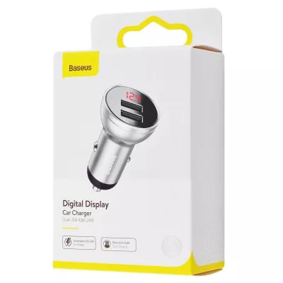 АЗП Baseus Digital Display Dual USB 4.8A Car Charger 24W — Придбати в Україні