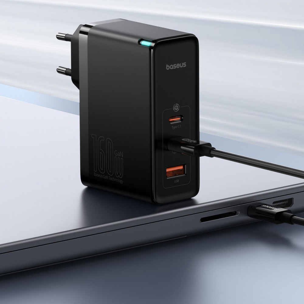 МЗП Baseus GaN5 Pro Digital Fast Charger Type-C+2USB 160W (With Clable Type-C to Type-C 240W 1m) — Придбати в Україні - фото 7