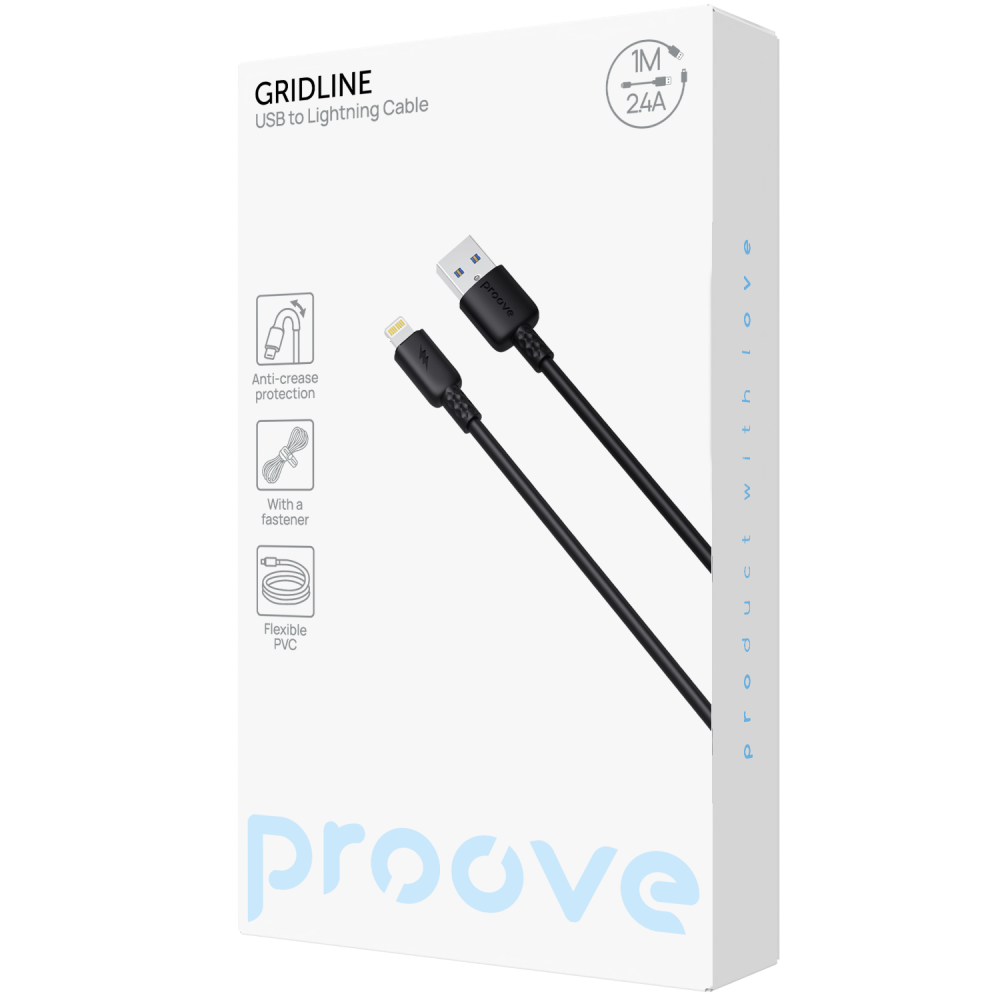 Кабель Proove GridLine USB to Lightning 2.4A (1m) - фото 1