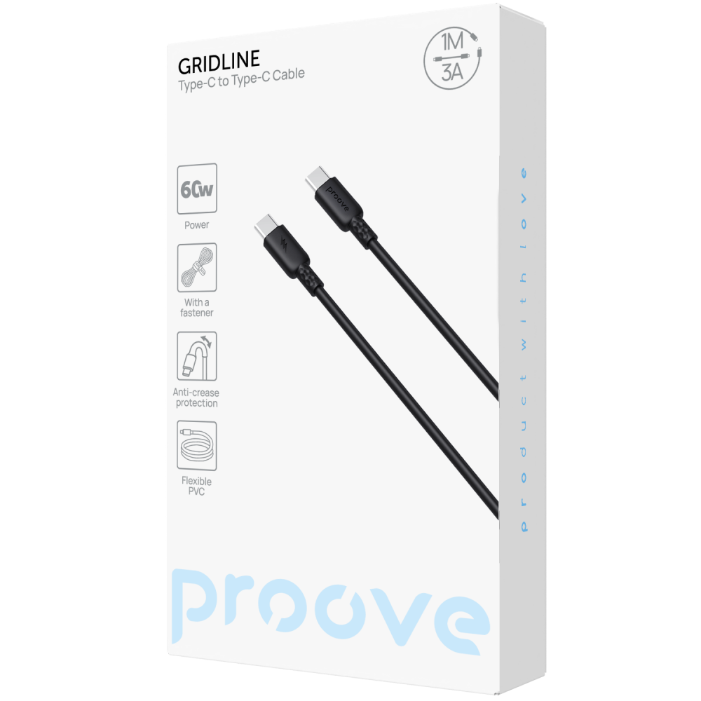 Кабель Proove GridLine Type-C to Type-C 60W (1m) - фото 1