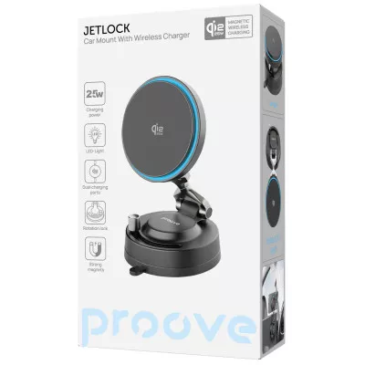 Автомобільний тримач з Бездротовим ЗП Proove JetLock Qi2.2 25W — Придбати в Україні