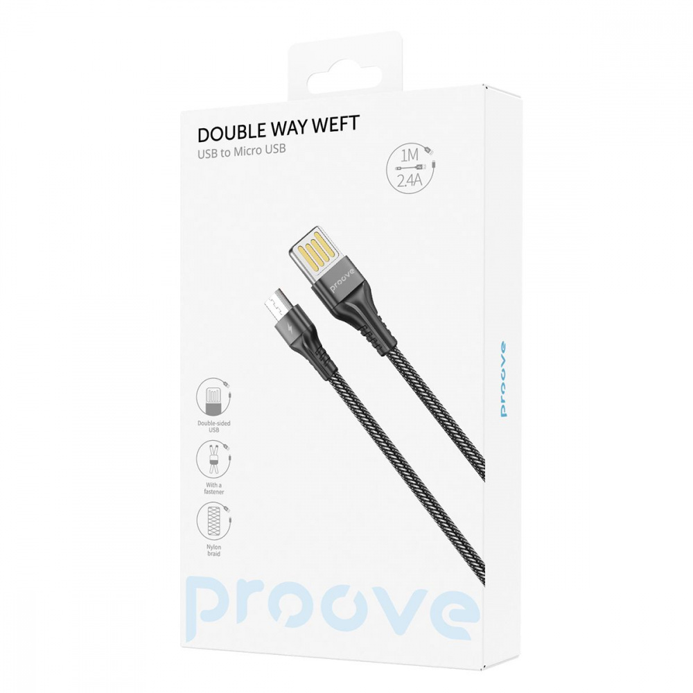 Кабель Proove Double Way Weft Micro USB 2.4A (1m) — Придбати в Україні - фото 1