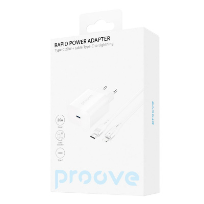 МЗП Proove Rapid 20W (Type-C) + Кабель Type-C to Lightning — Придбати в Україні